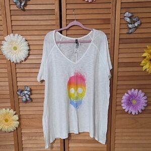 Torrid White Tee with Colorful Skull Design From 2020